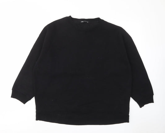 Zara Womens Black Cotton Pullover Sweatshirt Size L Pullover