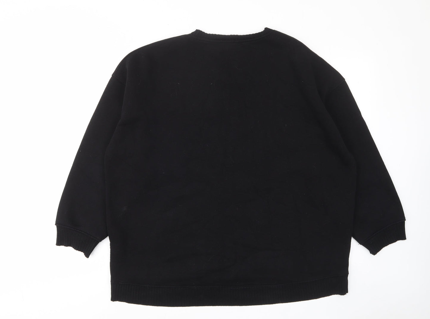Zara Womens Black Cotton Pullover Sweatshirt Size L Pullover
