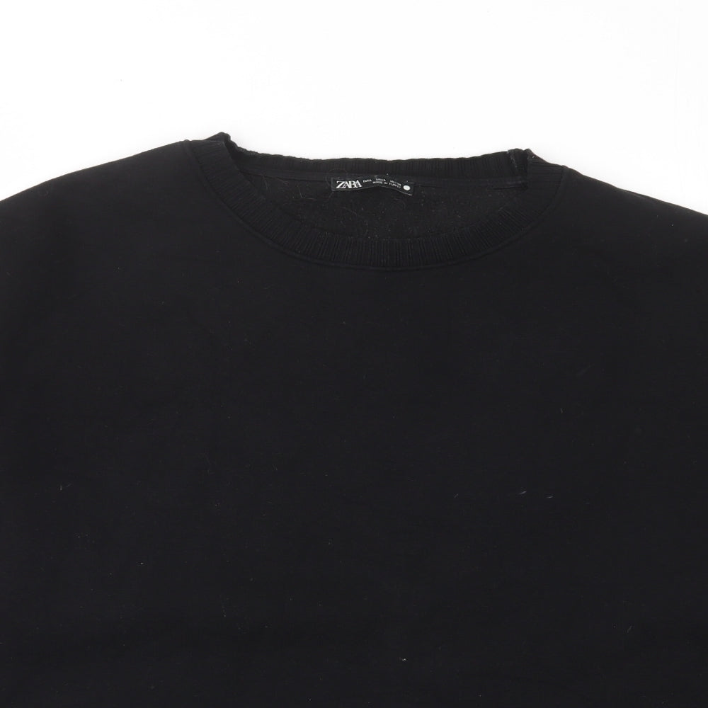 Zara Womens Black Cotton Pullover Sweatshirt Size L Pullover