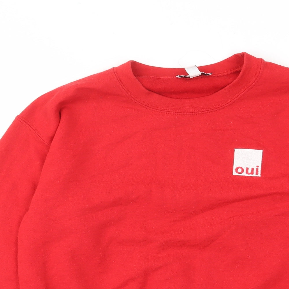 Topshop Womens Red Cotton Pullover Sweatshirt Size S Pullover - Oui, Embroided