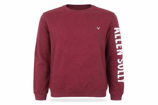 Allen Solly Womens Red Cotton Pullover Sweatshirt Size M Pullover - Logo, Embroided