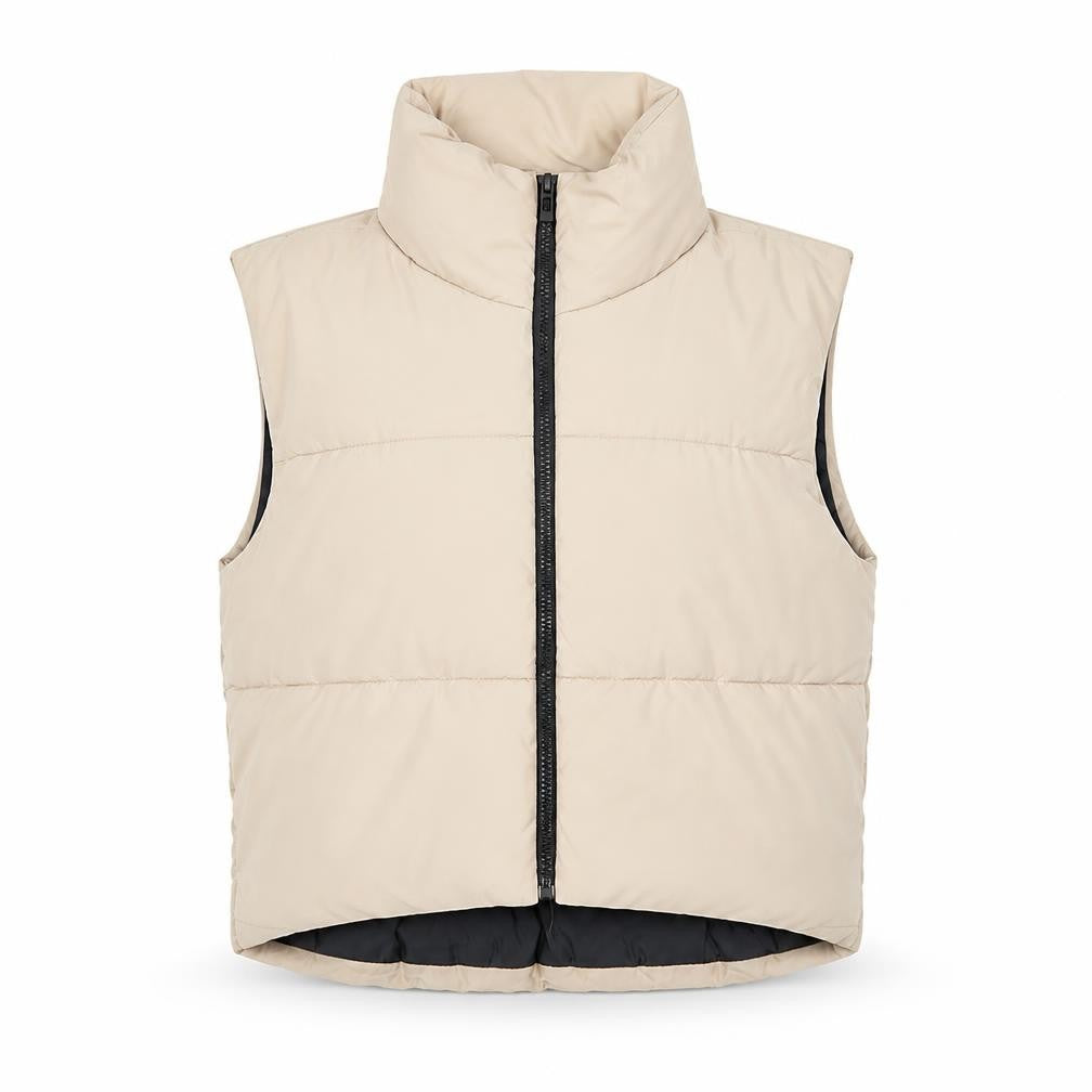 Risin Womens Beige Gilet Jacket Size L Zip - Pockets