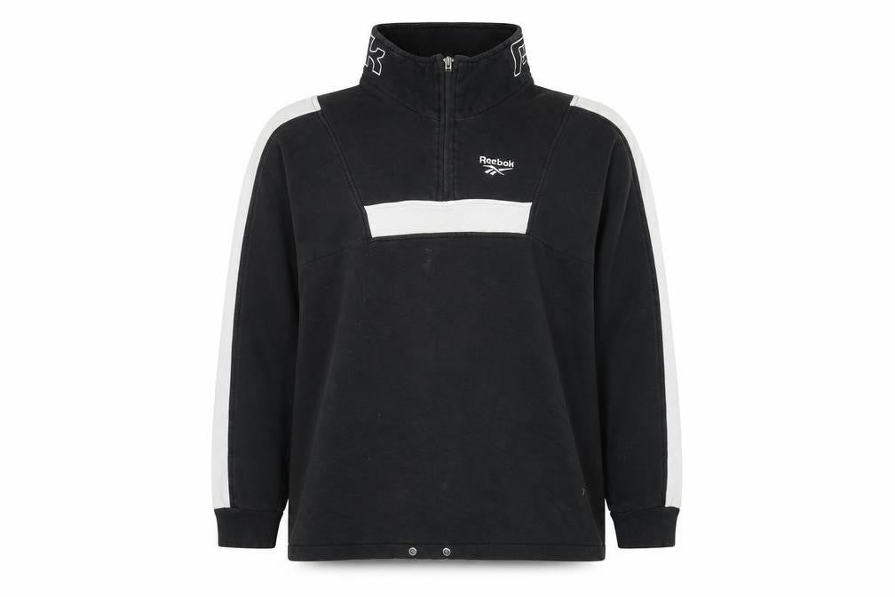 Reebok Womens Black Colourblock Cotton Pullover Sweatshirt Size L Pullover - Logo