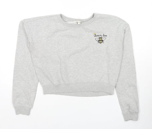 Miss Selfridge Womens Grey Cotton Pullover Sweatshirt Size 6 Pullover - Queen Bee
