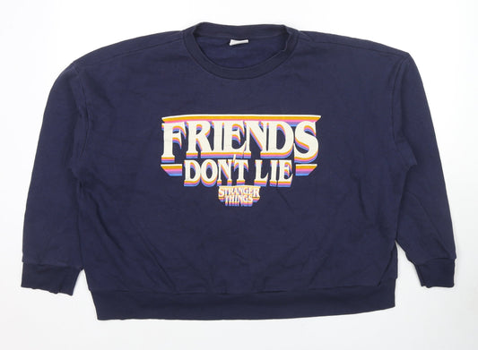 Netflix Womens Blue Cotton Pullover Sweatshirt Size 24 Pullover - Netflix Stranger Things Size 24-26