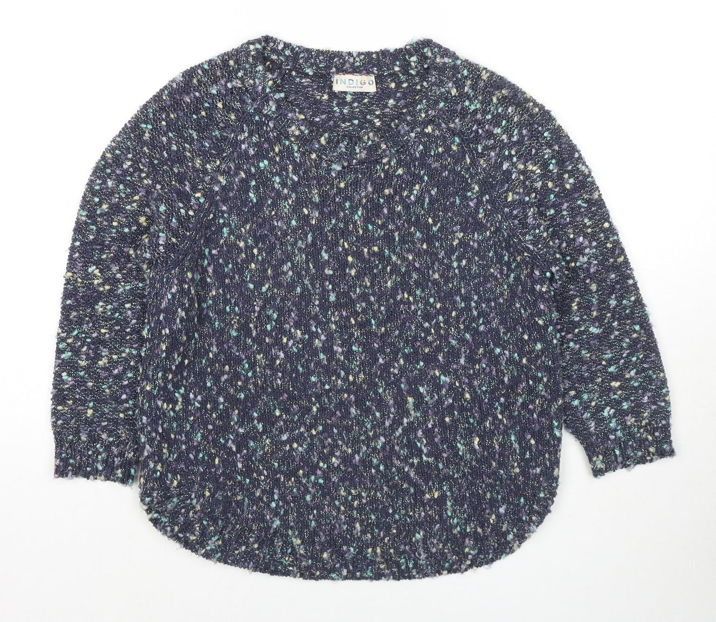 Marks and Spencer Womens Multicoloured Round Neck Cotton Pullover Jumper Size 10