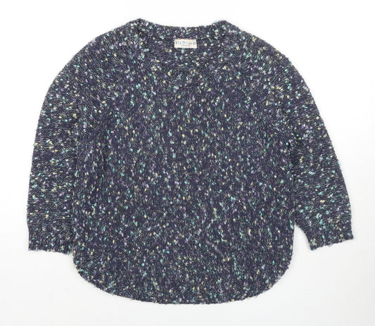 Marks and Spencer Womens Multicoloured Round Neck Cotton Pullover Jumper Size 10