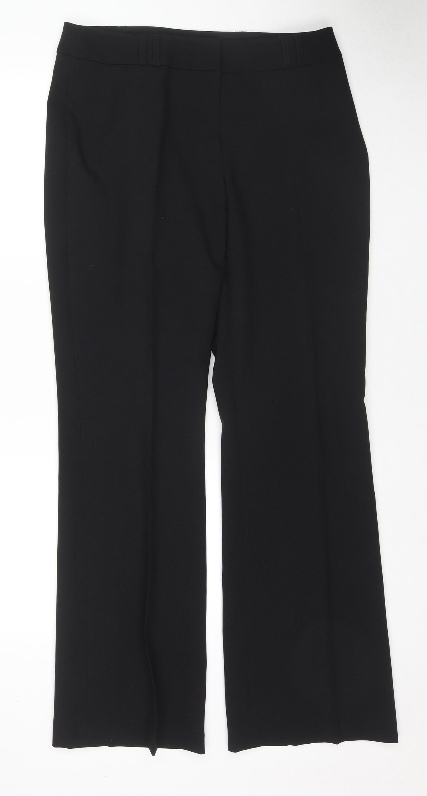 NL Collection Womens Black Polyester Trousers Size 14 L31 in Regular Zip