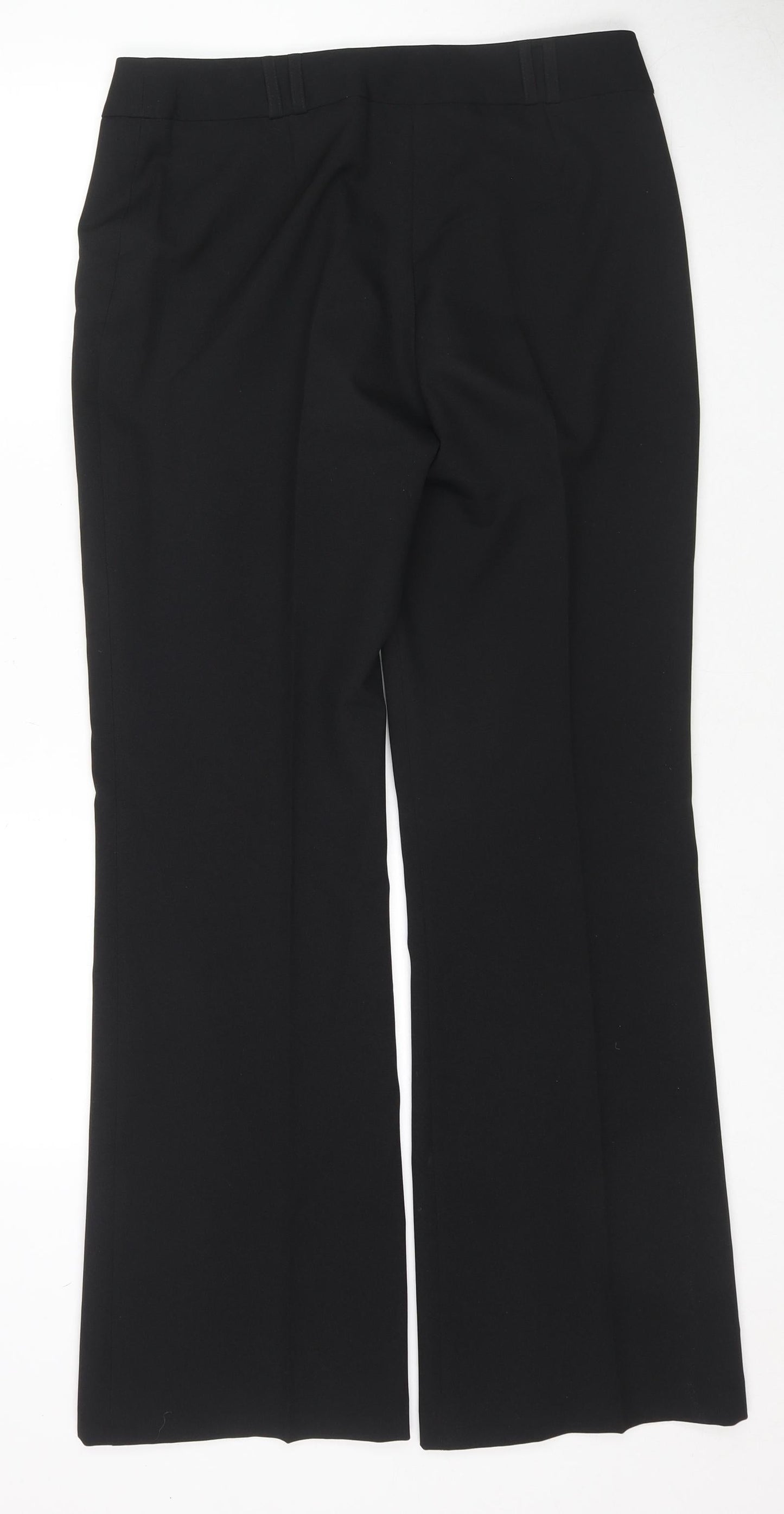 NL Collection Womens Black Polyester Trousers Size 14 L31 in Regular Zip