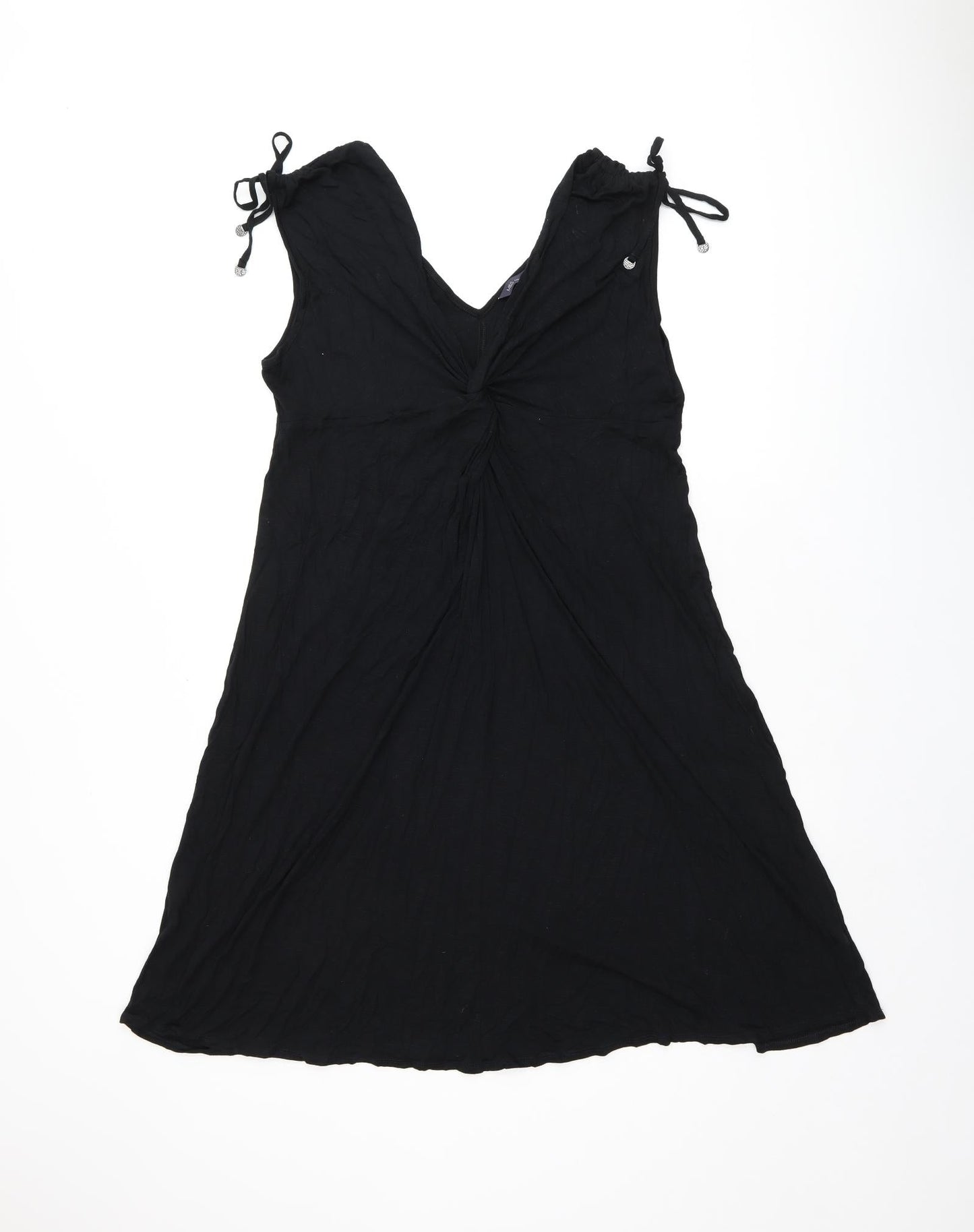 Marks and Spencer Womens Black Viscose A-Line Size 14 V-Neck Pullover