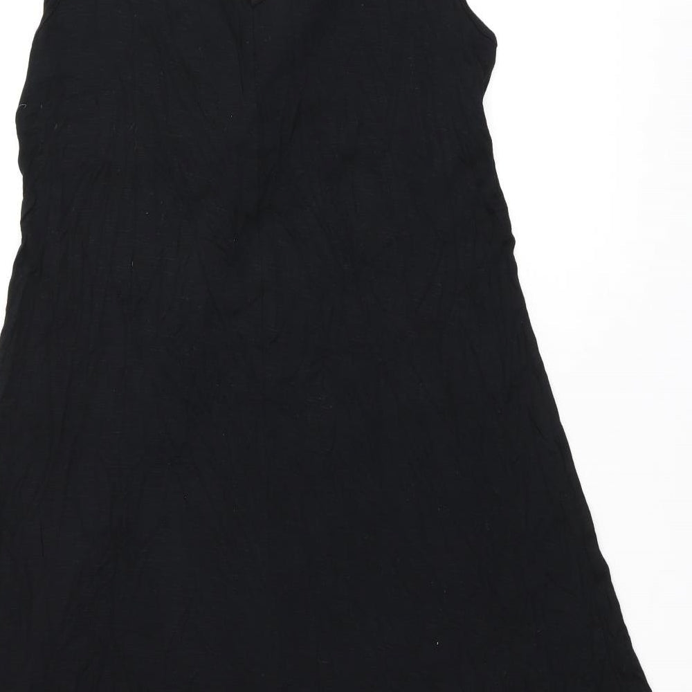 Marks and Spencer Womens Black Viscose A-Line Size 14 V-Neck Pullover