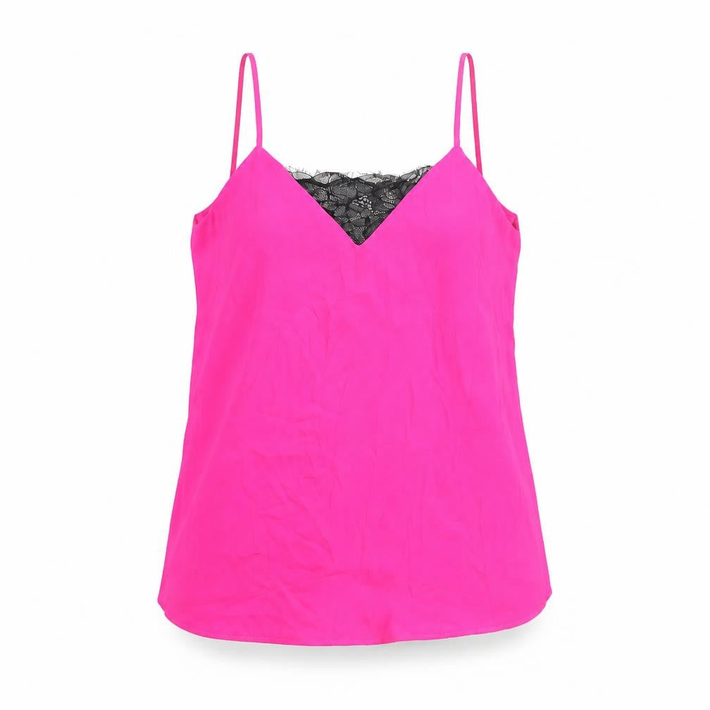 Topshop Womens Pink Polyester Camisole Tank Size 6 V-Neck - Lace Detail