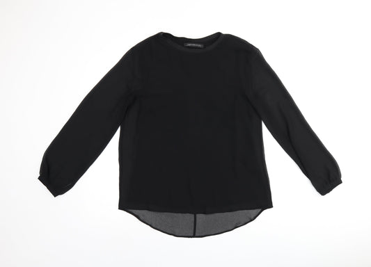 Zara Womens Black Polyester Basic Blouse Size M Boat Neck