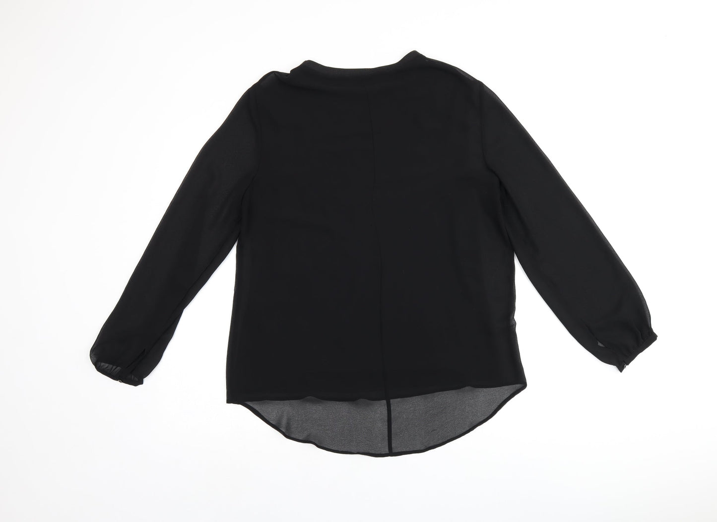 Zara Womens Black Polyester Basic Blouse Size M Boat Neck
