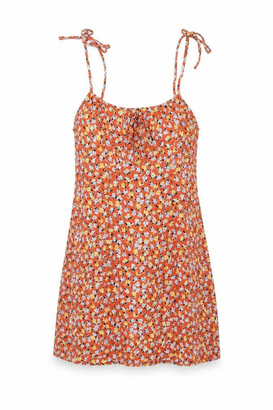 Urban Outfitters Womens Orange Floral Viscose Tank Dress Size S Scoop Neck Zip
