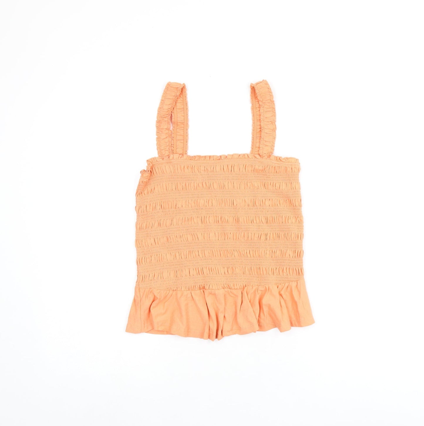 New Look Womens Orange Cotton Cropped Tank Size 12 Square Neck - Shirred