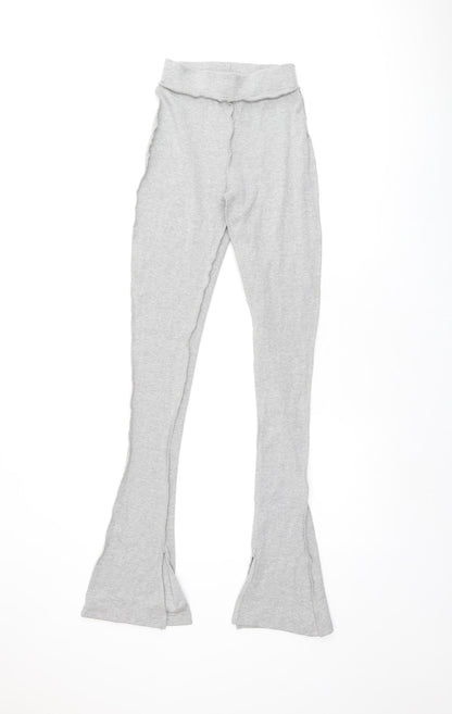 PRETTYLITTLETHING Womens Grey Polyester Trousers Size 4 L33.5 in Regular