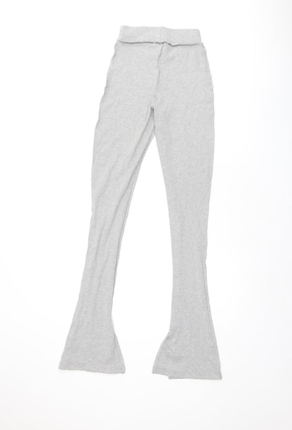 PRETTYLITTLETHING Womens Grey Polyester Trousers Size 4 L33.5 in Regular