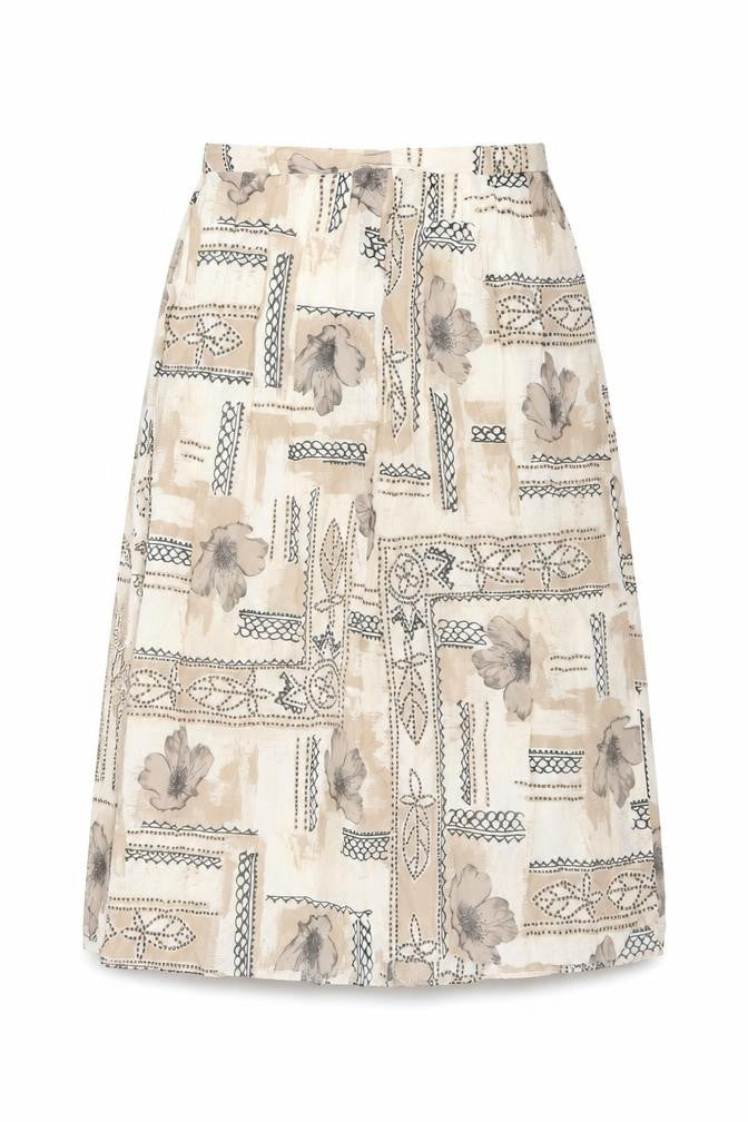 Your 6th Sense Womens Beige Floral Viscose Swing Skirt Size 18
