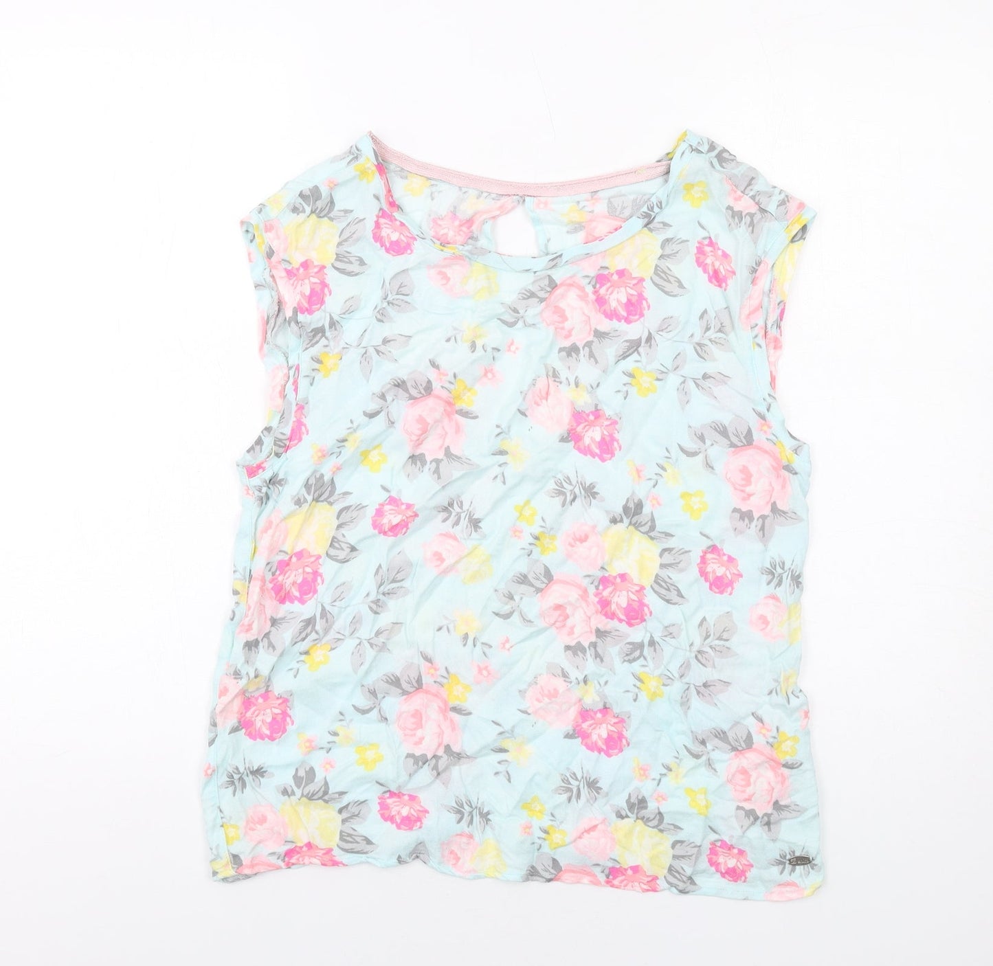 TOM TAILOR Womens Multicoloured Floral Viscose Basic Tank Size S Round Neck
