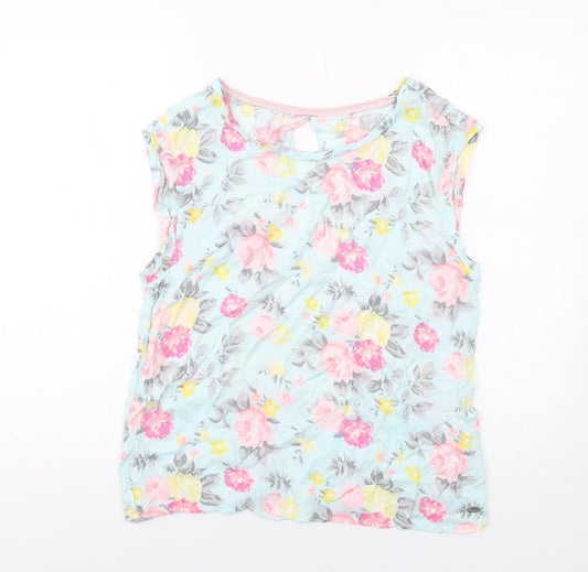 TOM TAILOR Womens Multicoloured Floral Viscose Basic Tank Size S Round Neck
