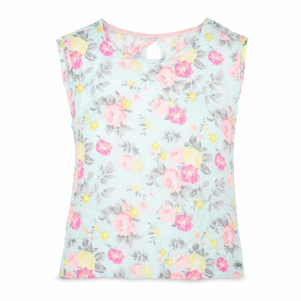 TOM TAILOR Womens Multicoloured Floral Viscose Basic Tank Size S Round Neck