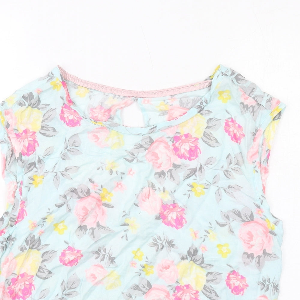TOM TAILOR Womens Multicoloured Floral Viscose Basic Tank Size S Round Neck