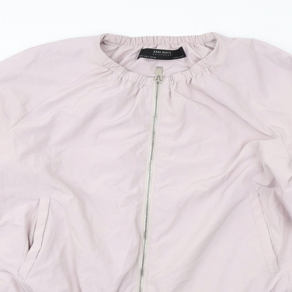Zara Womens Purple Bomber Jacket Coat Size S Zip - Peplum