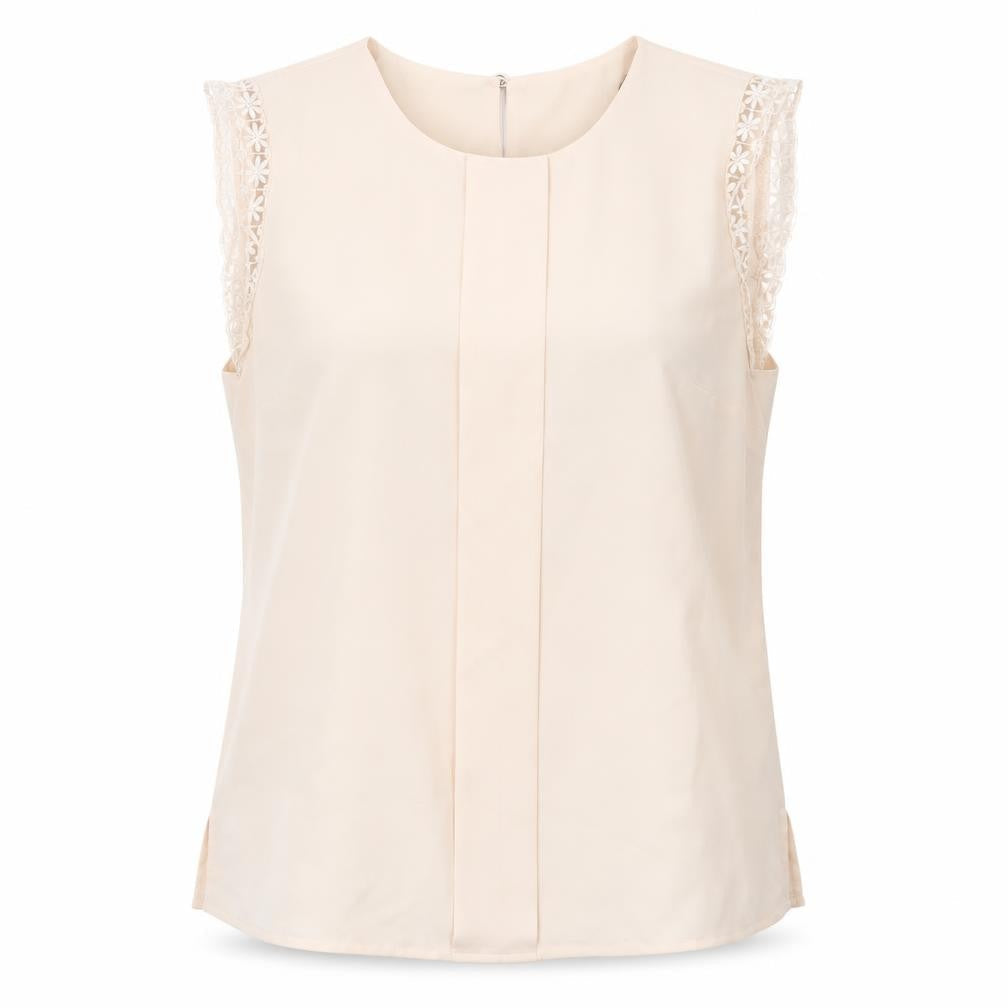 Oasis Womens Beige Polyester Basic Blouse Size 10 Round Neck