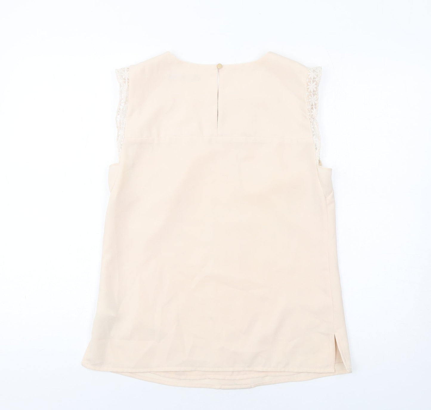 Oasis Womens Beige Polyester Basic Blouse Size 10 Round Neck