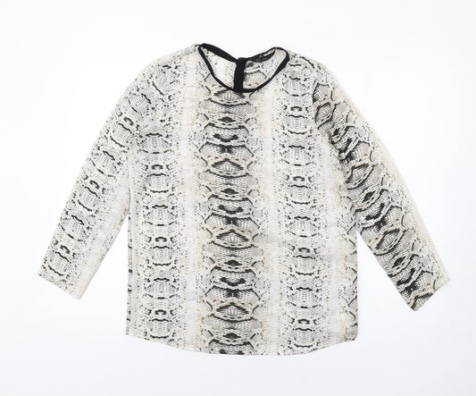 Zara Womens Multicoloured Animal Print Polyester Basic T-Shirt Size S Round Neck - Snake Print