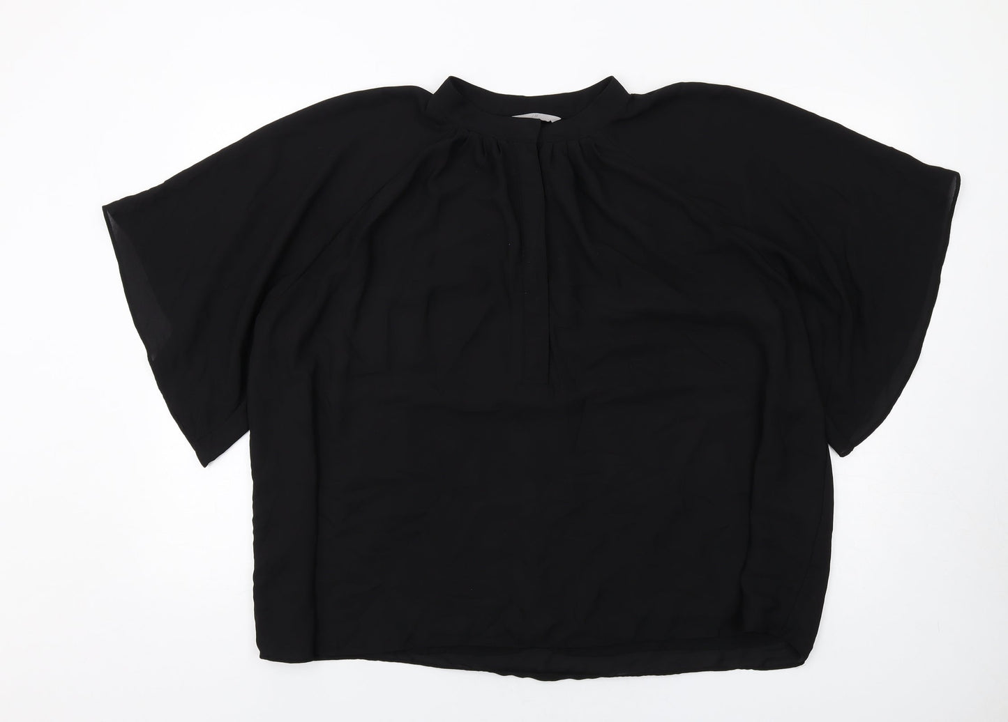 H&M Womens Black Polyester Basic Blouse Size L Roll Neck