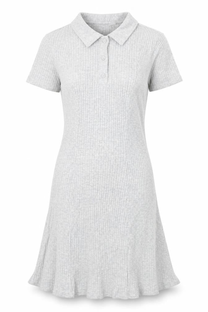 H&M Womens Grey Cotton A-Line Size M Collared Button