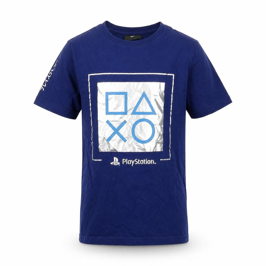 PlayStation Boys Blue Cotton Basic T-Shirt Size 9-10 Years Round Neck Pullover