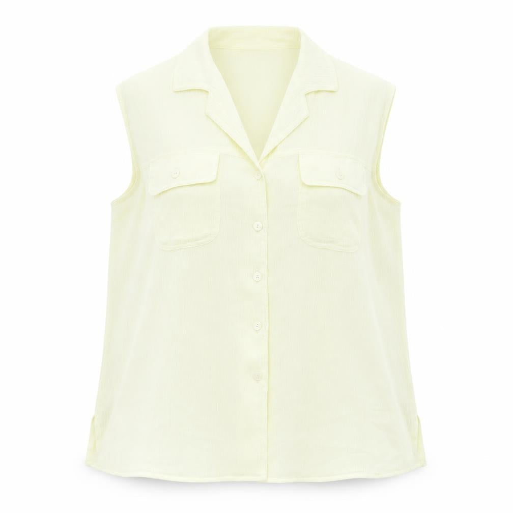 Donna Seta Womens Ivory Silk Basic Button-Up Size M Collared