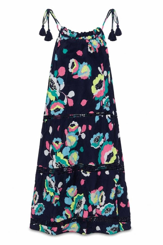 Marks & Spencer Womens Multicoloured Geometric Cotton Ball Gown Size 8 Square Neck Pullover