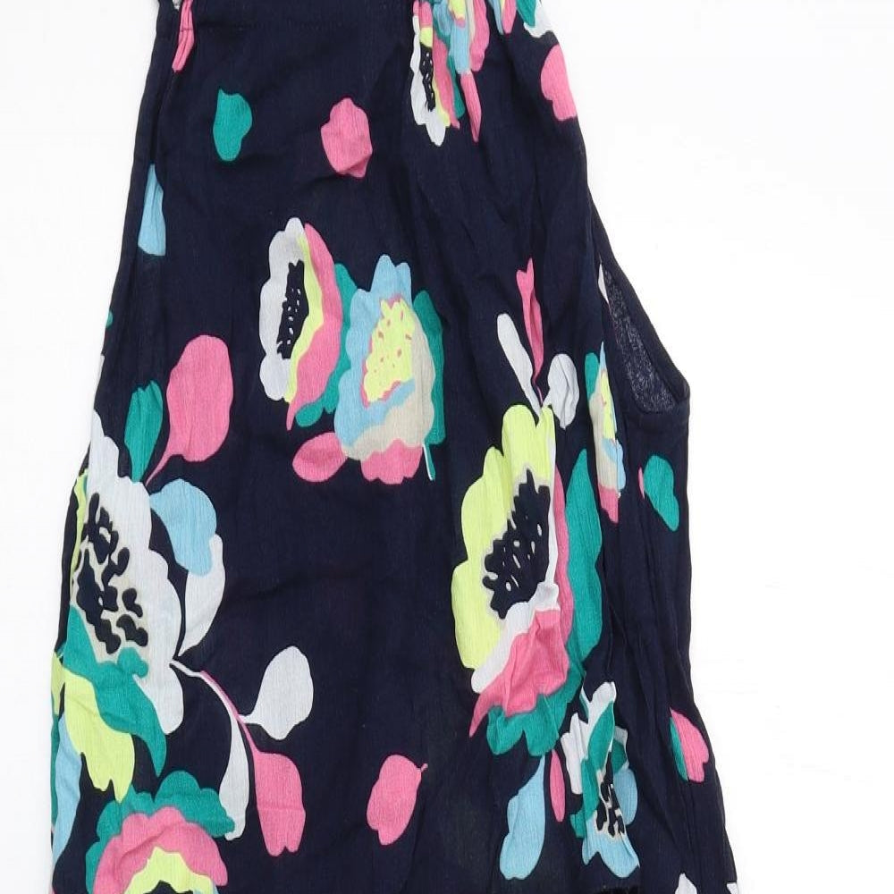 Marks and Spencer Womens Multicoloured Geometric Cotton Ball Gown Size 8 Square Neck Pullover