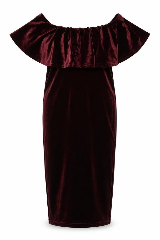 New Look Womens Red Polyester Bodycon Size 6 Off the Shoulder Pullover