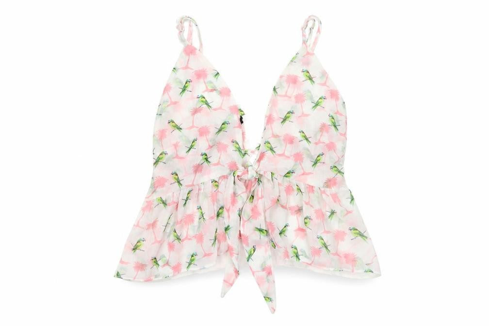Glamorous Womens White Geometric Polyester Camisole Tank Size S V-Neck