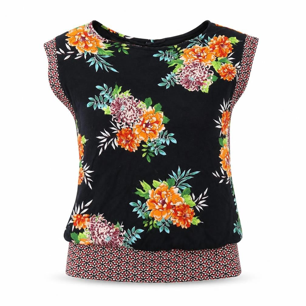 Wallis Womens Multicoloured Geometric Viscose Basic T-Shirt Size S Round Neck