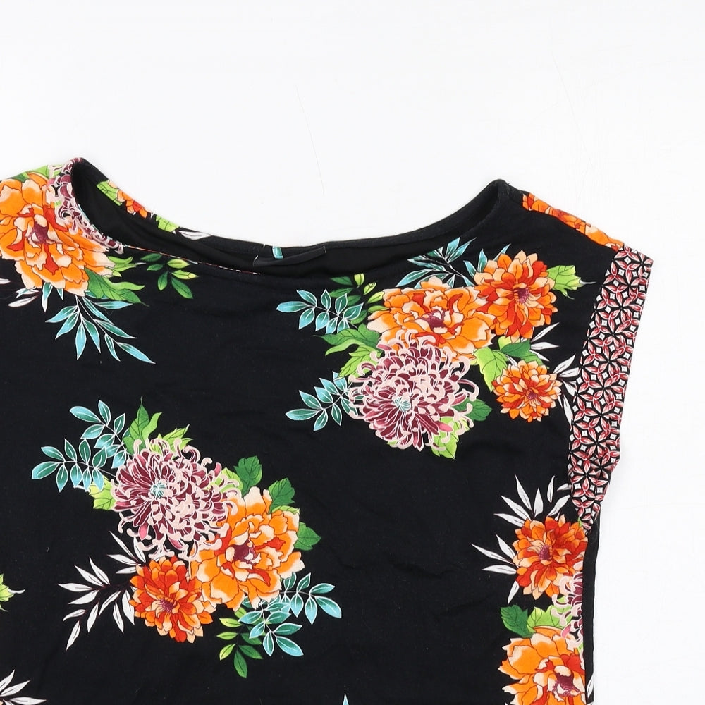 Wallis Womens Multicoloured Geometric Viscose Basic T-Shirt Size S Round Neck