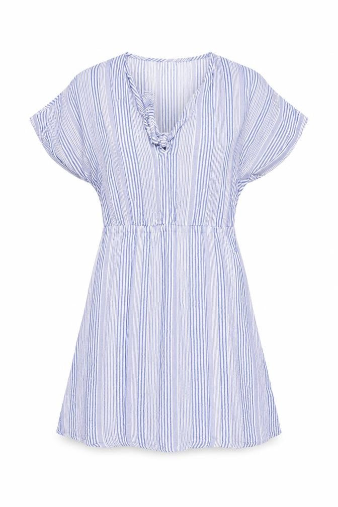 H&M Womens Blue Striped Cotton Mini Size 8 V-Neck