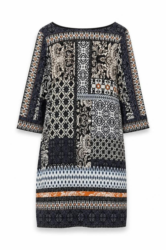 Wallis Womens Multicoloured Paisley Polyester Shift Size XS Boat Neck Pullover