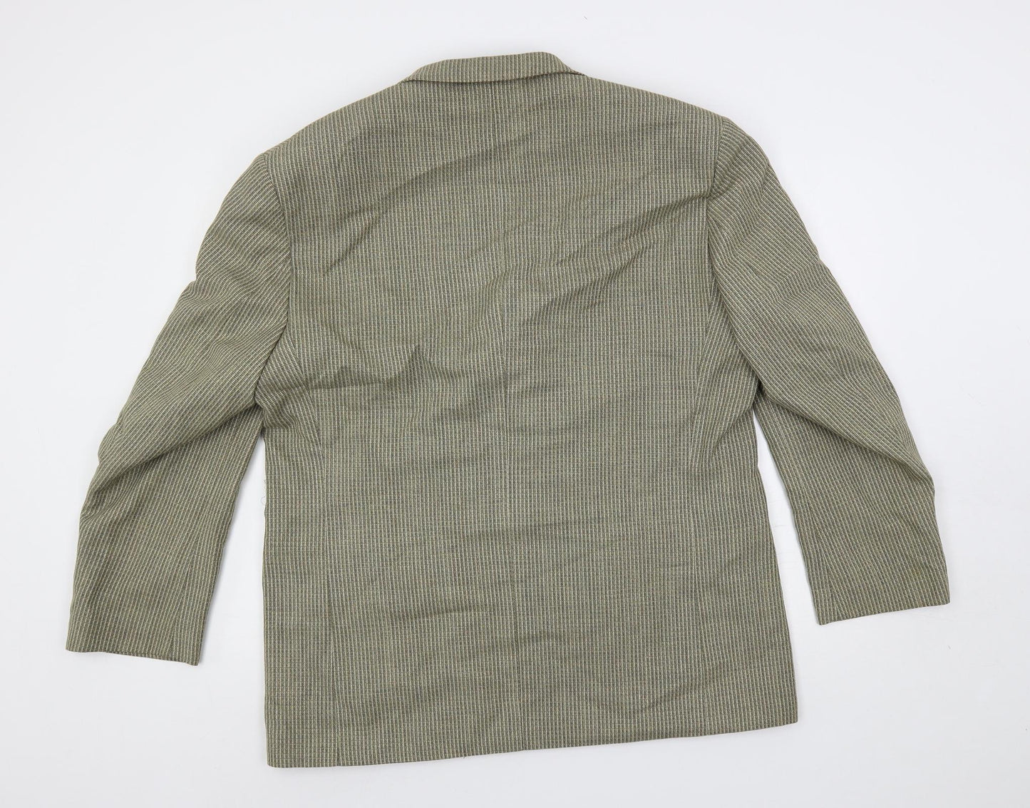 SCOTT Mens Green Geometric Polyester Jacket Blazer Size 44 Regular