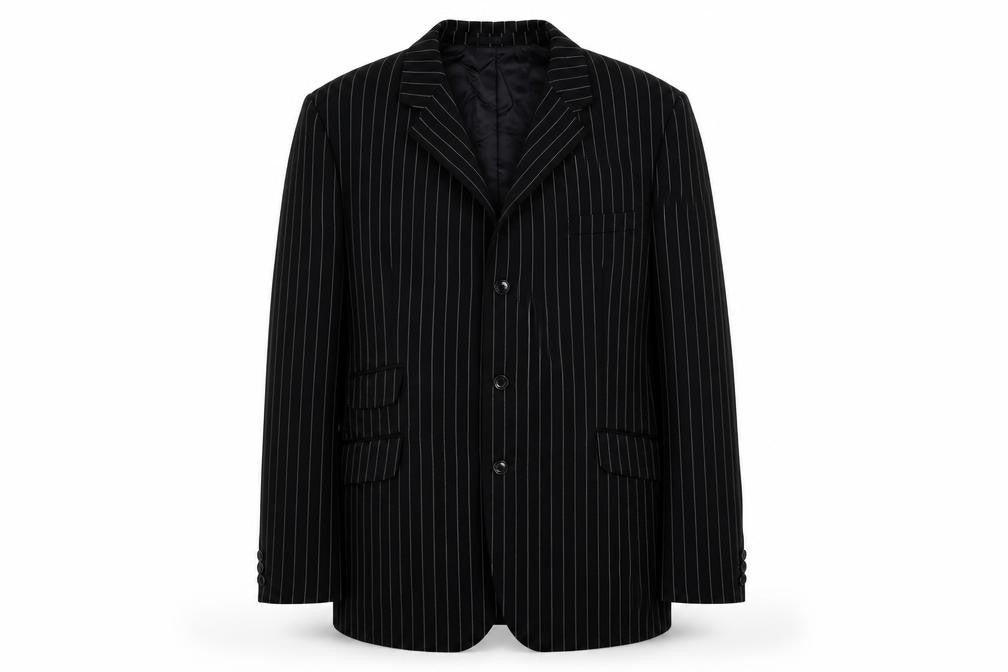 Horace Barton Mens Blue Striped Polyester Jacket Blazer Size 46 Regular