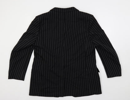Horace Barton Mens Blue Striped Polyester Jacket Blazer Size 46 Regular