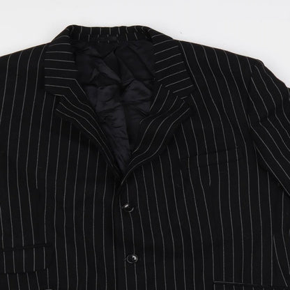 Horace Barton Mens Blue Striped Polyester Jacket Blazer Size 46 Regular