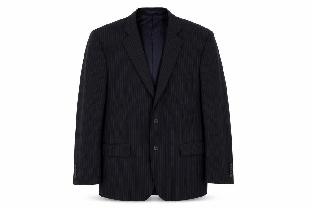 Racing Green Mens Blue Striped Polyester Jacket Suit Jacket Size 40 Regular