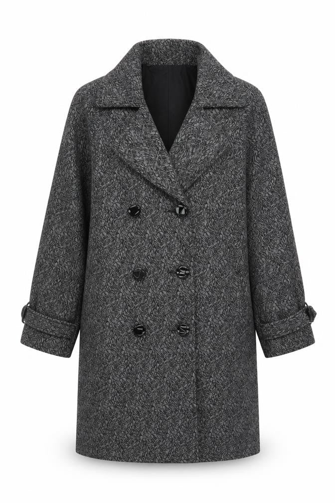 Laurels Womens Grey Geometric Overcoat Coat Size M Button