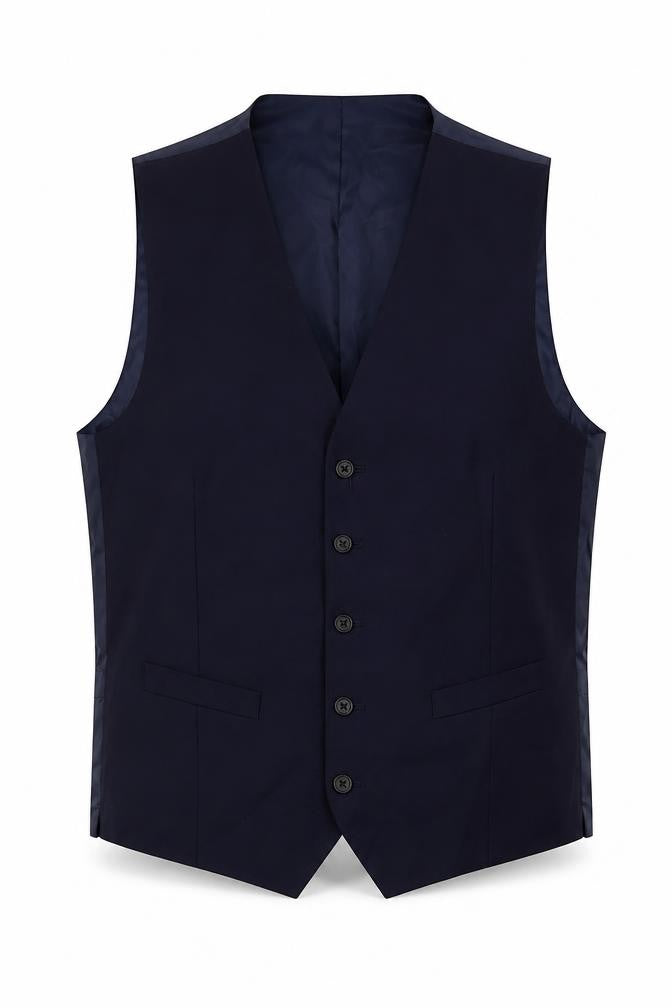 Marks & Spencer Mens Blue Polyester Jacket Suit Waistcoat Size 42 Regular